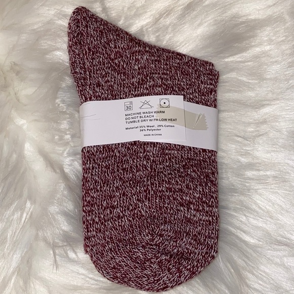 Burgundy Wool Knit Socks - Picture 2 of 2